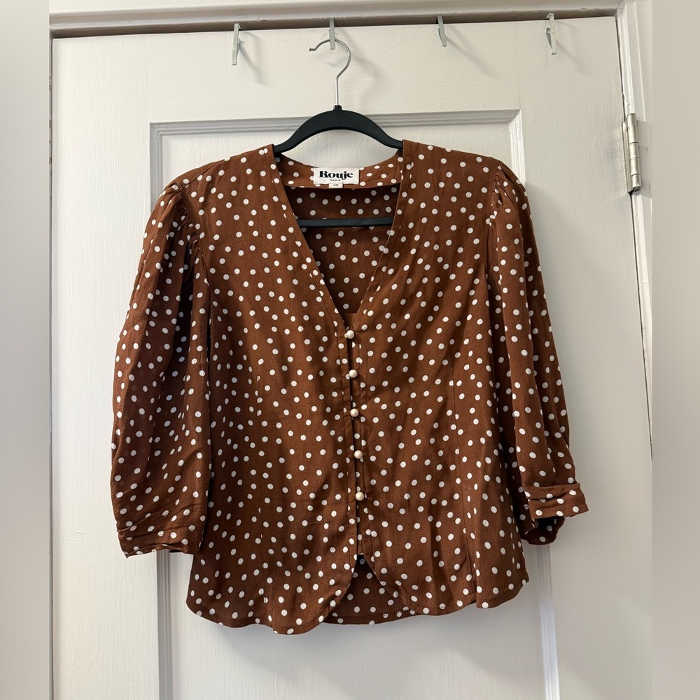 Rouje Brown Polka Dot Women's Top